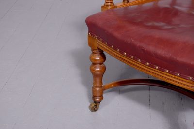 Large Victorian Leather Covered Walnut Desk Chair - Image 4