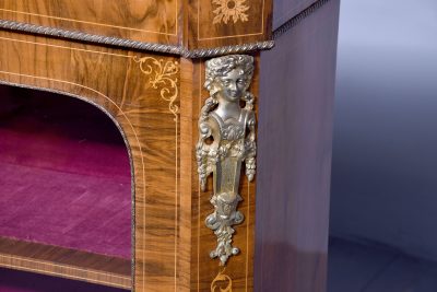 Victorian figured walnut marquetry inlaid two-door glazed cabinet - Image 2