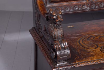 A Large Carved Oak Hall Bench - Image 2