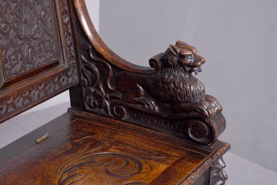 A Large Carved Oak Hall Bench - Image 3