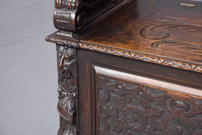 A Large Carved Oak Hall Bench - Image 6