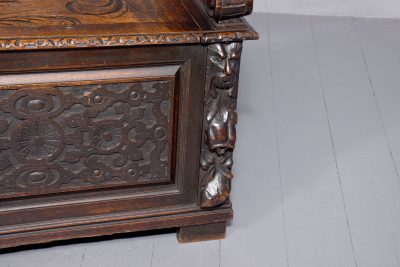 A Large Carved Oak Hall Bench - Image 7