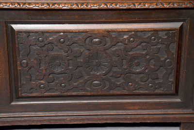 A Large Carved Oak Hall Bench - Image 8