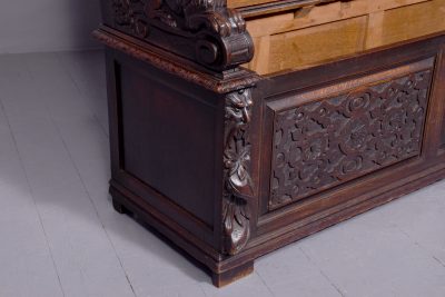 A Large Carved Oak Hall Bench - Image 11