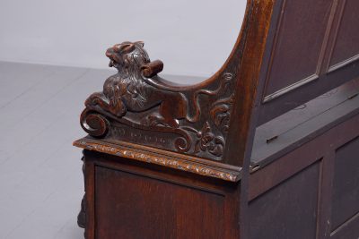 A Large Carved Oak Hall Bench - Image 13