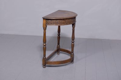 Tudor Style Oak Demi-Lune Table in Oak - Image 6