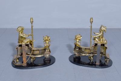 Pair of large French ormolu decorative lamps - Image 9