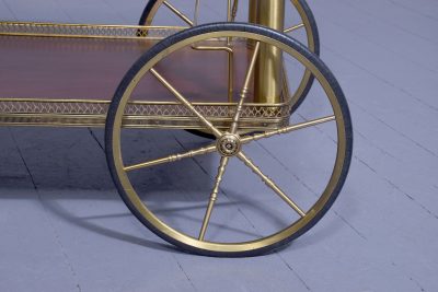 Mid-Century Brass and Mahogany Two Tier Drinks Trolley - Image 5