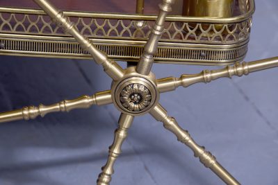 Mid-Century Brass and Mahogany Two Tier Drinks Trolley - Image 6