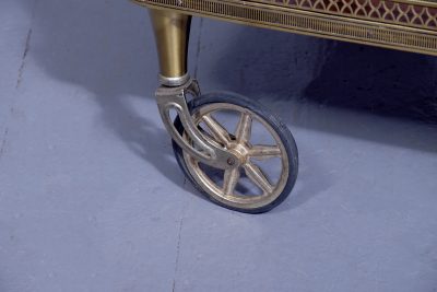 Mid-Century Brass and Mahogany Two Tier Drinks Trolley - Image 7
