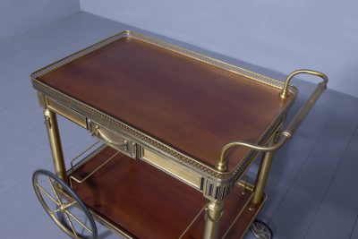 Mid-Century Brass and Mahogany Two Tier Drinks Trolley - Image 11