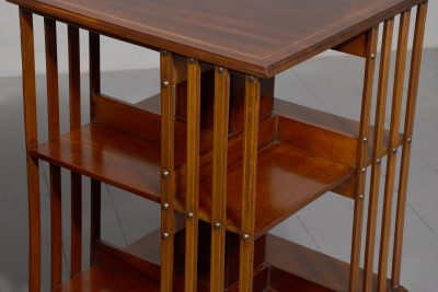 Rare pair of Edwardian inlaid mahogany Sheraton-style revolving bookcases - Image 4