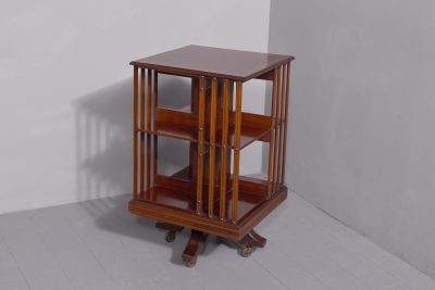 Rare pair of Edwardian inlaid mahogany Sheraton-style revolving bookcases - Image 8