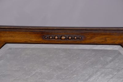 Large oak Jacobean-revival bevelled edge rectangular wall mirror - Image 2