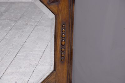 Large oak Jacobean-revival bevelled edge rectangular wall mirror - Image 4