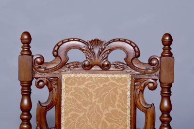 Jacobean-Style Carved Walnut Part-Upholstered Armchair - Image 2