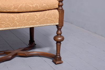 Jacobean-Style Carved Walnut Part-Upholstered Armchair - Image 4