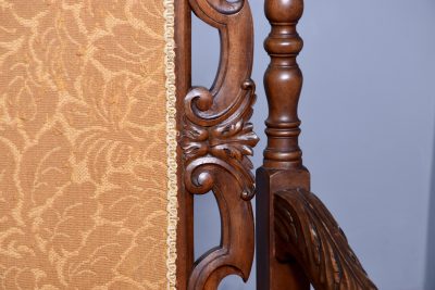 Jacobean-Style Carved Walnut Part-Upholstered Armchair - Image 6