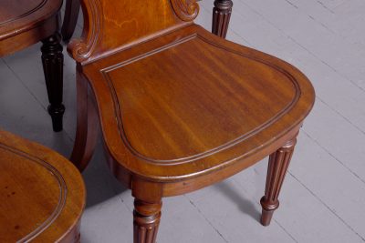 Set of Five George IV Heraldic Mahogany Hall Chairs - Image 5