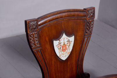Set of Five George IV Heraldic Mahogany Hall Chairs - Image 6