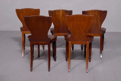 Set of Five George IV Heraldic Mahogany Hall Chairs - Image 7