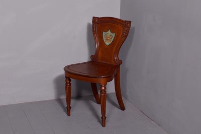 Set of Five George IV Heraldic Mahogany Hall Chairs - Image 8