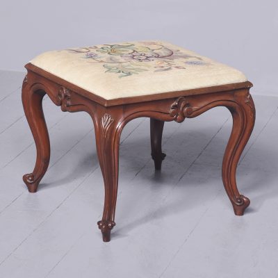 Large size Victorian Mahogany Cabriole Stool - Image 2