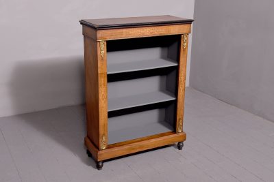 Mid - Victorian, neat sized inlaid - walnut, ormolu - mounted open bookcase - Image 3