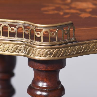 George III Style Mahogany & Brass Kidney Shaped Occasional Table - Image 5
