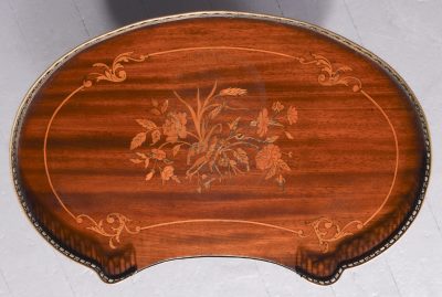 George III Style Mahogany & Brass Kidney Shaped Occasional Table - Image 9