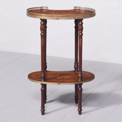 George III Style Mahogany & Brass Kidney Shaped Occasional Table - Image 10