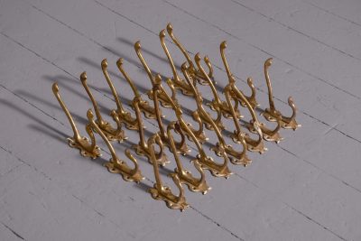 Large set of 21 Cast Brass Double Wall Hooks - Image 2