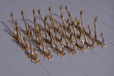 Large set of 21 Cast Brass Double Wall Hooks - Image 5