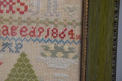 Victorian framed wool-work embroidered sampler retaining a good colour - Image 3