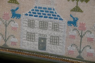 Victorian framed wool-work embroidered sampler retaining a good colour - Image 4