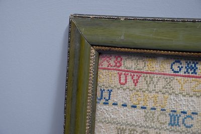 Victorian framed wool-work embroidered sampler retaining a good colour - Image 5
