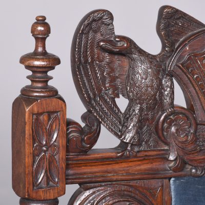 Impressive Pair of Large Carved Oak Throne or Hall Chairs - Image 2