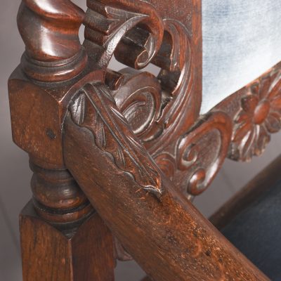 Impressive Pair of Large Carved Oak Throne or Hall Chairs - Image 12