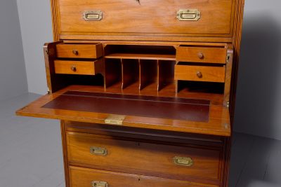 Tall Victorian mahogany military secretaire chest - Image 3