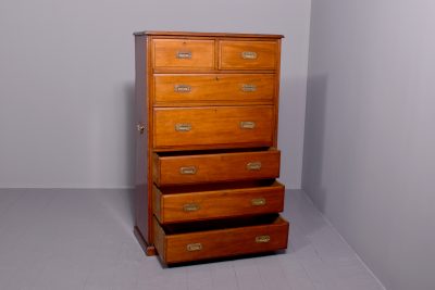 Tall Victorian mahogany military secretaire chest - Image 4
