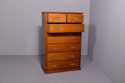 Tall Victorian mahogany military secretaire chest - Image 5