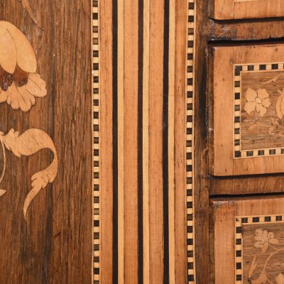 French Marquetry Inlaid Oval Side Table with Brass Gallery - Image 6