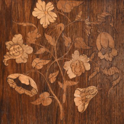 French Marquetry Inlaid Oval Side Table with Brass Gallery - Image 15
