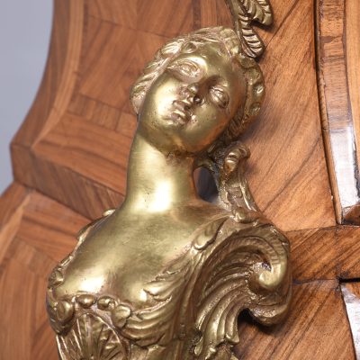 Late 1900s Vintage Marble Top French Walnut and Satin Birch Commode - Image 3