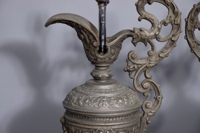 Pair of White Metal Urn Lamps - Image 3