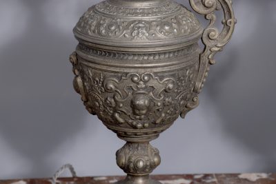 Pair of White Metal Urn Lamps - Image 4