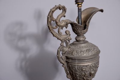 Pair of White Metal Urn Lamps - Image 5