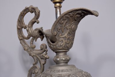 Pair of White Metal Urn Lamps - Image 6