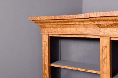 Mid Victorian tall, figured golden elm breakfront, 3-section open bookcase - Image 7