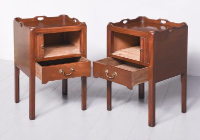 Pair of George III Style Handmade Tray-Top Tambour-Front Bedside Commodes - Image 9